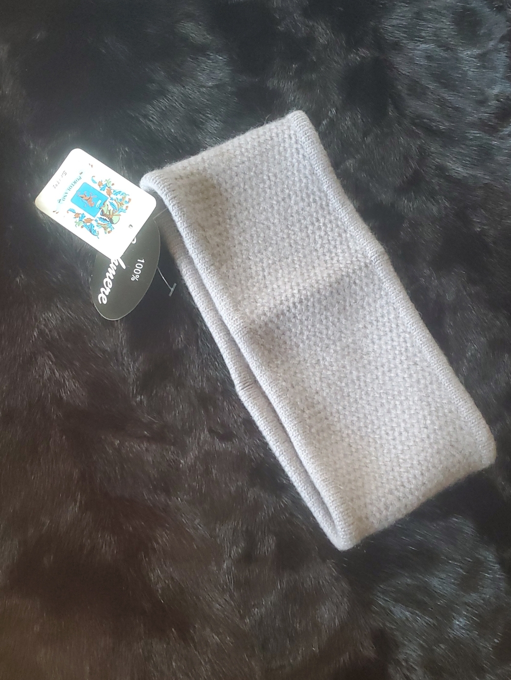 PORTOLANO HONEYCOMB STITCH CASHMERE HEADBAND /ONE SIZE/  IN LIGHT GREY